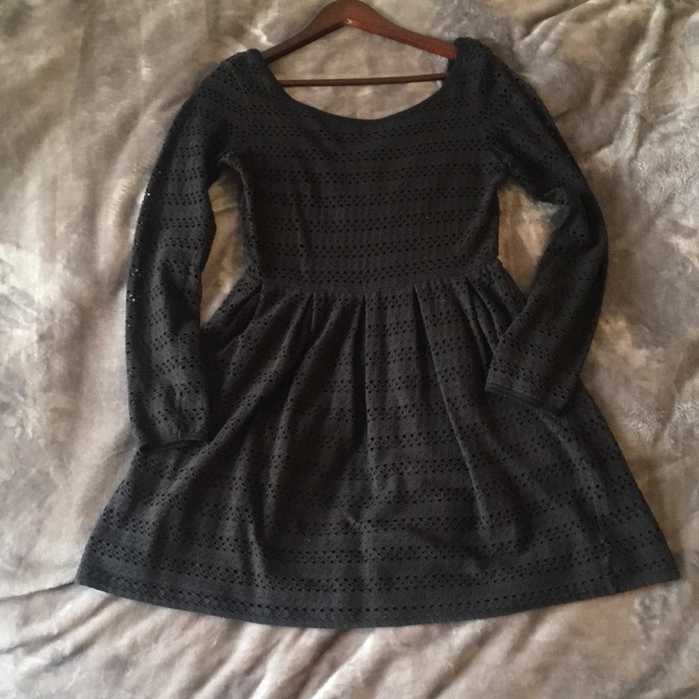 Aqua black eyelet skater dress